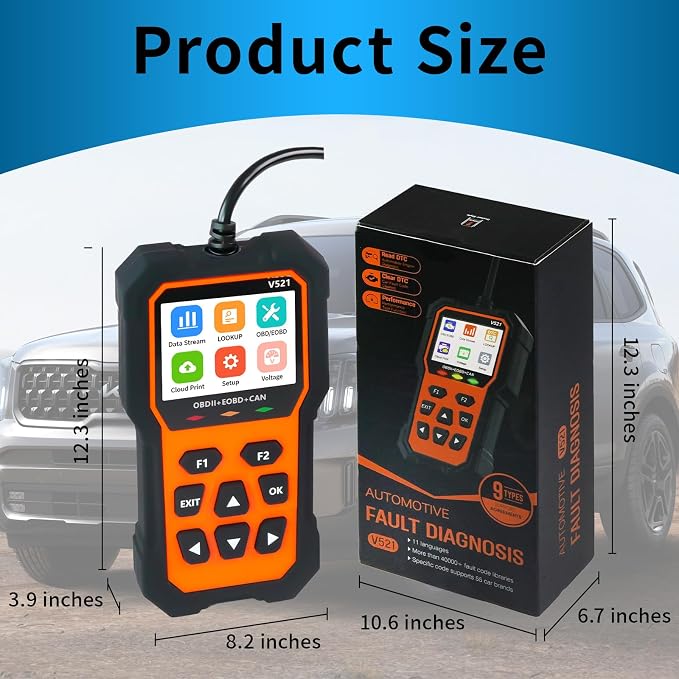 V521 Classic Enhanced OBD2 Scanner Diagnostic Tool, Automotive OBD car Code Reader Diagnosis Engine Light with Reset Fault for All Cars Since 1996 (Orange)