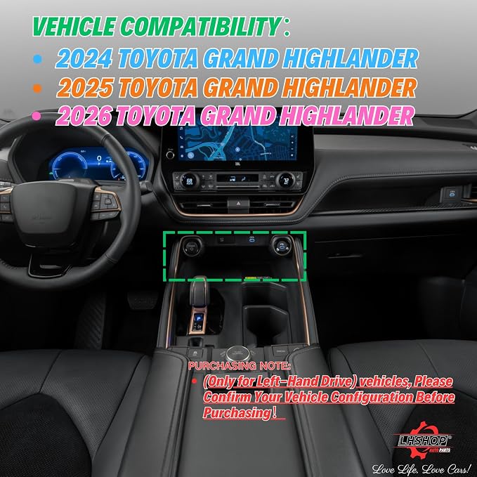 Center Console Organizer for 2024-2026 Toyota Grand Highlander | Perfect Drop-in fit, No Rattling, Non-slip, Won't Block Charging, Maximizes Adds Console Space (Not for Highlander)