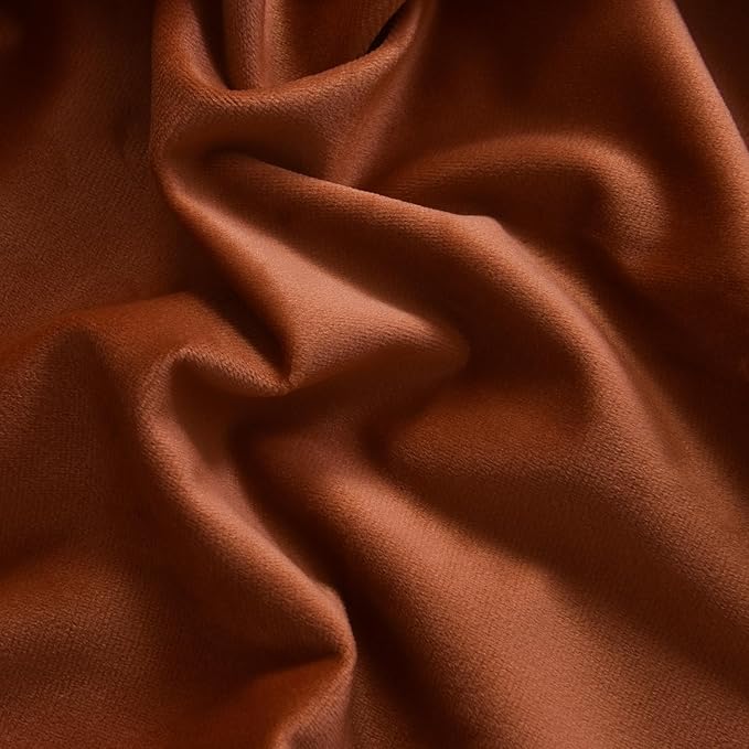 Roslynwood Luxury Soft Pumpkin Velvet Curtains 84 inches Long Back Tab Thermal Insulated Blackout Window Drapes for Living Room/Bedroom/Dining Room, W52 x L84, 2 Panels
