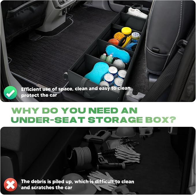 Autorder Under Seat Storage Box Organizer with 3 Detachable Dividers, Compatible with 2015-2026 Ford F150 SuperCrew Cab & Crew Cab, Fits 2017-2024 F250 F350 F450 F550 Super Duty Underseat Storage