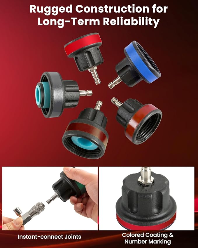 ATPEAM 18pcs Radiator Pressure Pump Cooling System Car Leak Tester Detector Tool Water Tank Adapter Auto Coolant Vacuum Purge Head Gasket
