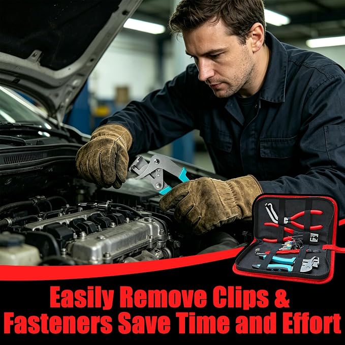 Auto fastener clip removal pliers β Automotive Electrical Tools & Clip removal tool Kit with Hose Clamp Pliers, Wire Terminal Separator, and Car Plug Connector