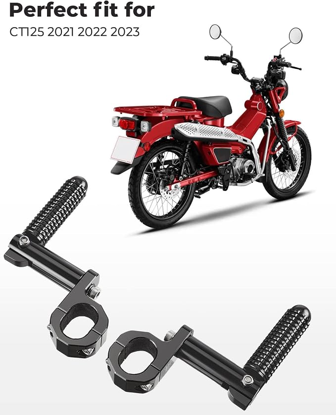 KEMIMOTO Rear Passenger Footrest Foot Pegs Compatible with CT125 Trail 125 Hunter Cub 2021 2022 2023 2024 Motorcycle Folding Foot Pegs