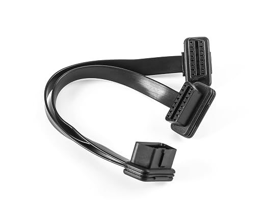 YPP 5pcs obd2 Splitter Cable Ribbon 26AWG Thick and Safe Male to Dual Female Flexible Splitter Y Cable 16pins 1ft/30cm for Code Reader & GPS & All OBDii Device