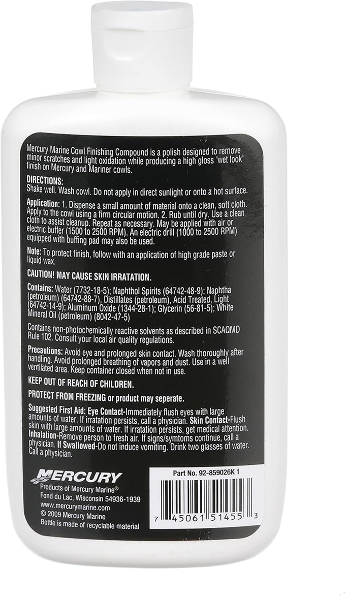 MERCURY 859023K1 High-Gloss Cowl Finishing Compound, Fine Grit, 8.4 Fluid Ounce Bottle
