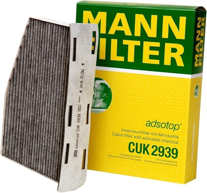 Mann-Filter CUK 2939 Cabin Filter With Activated Charcoal Compatible with select Audi/Volkswagen models (Pack of 2)