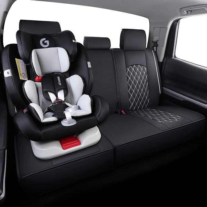 YIERTAI Rear Seat Covers Compatible with Toyota Tundra 2008-2020 2021 2022 2023 2024 2025 2026 Crewmax Cab SR5 Limited Platinum Compatible with Split Bench 40/60(1 Rear Seat Cover/Black-White)