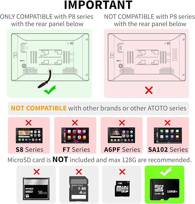 ATOTO AC-FCR01W HD 1080P Front Camera, 150° Wide Viewing Angle, Strong Light Suppression, with Built-in G-Sensor, Only Compatible with Selected ATOTO P8 Series