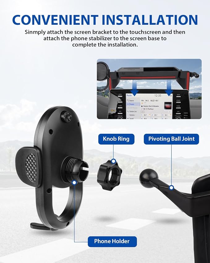 Autorder Car Phone Holder for 2021-2024 Toyota Sienna Accessories Center Console Dash Organizer with Dedicated Card Coin Storage Box 360°Rotation Phone Mount Hands-Free (Only for 8'' Screen)