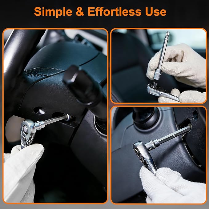 12-Piece Airbag Removal Tool Kit, Professional Airbag Disassembly Wrench Set with Torx Bits & Pry Tools, Heavy-Duty Steel Airbag Removal Tool Set for Auto Repair & Garage Maintenance
