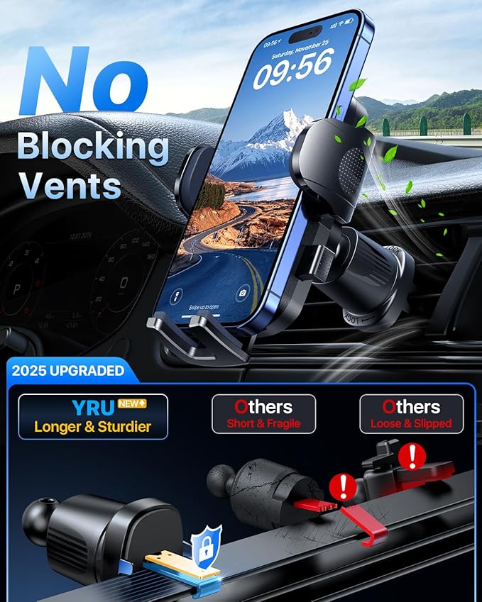 Military-Grade for Tesla Phone Mount 2026 Foldable Heavy-Duty Metal, 360° Rotatable Arm, 90LBS Safest Strongest Cert & Patent Car Holder, Extreme -40~203°F Resistant for Model 3 Y X S Cybertruck Black