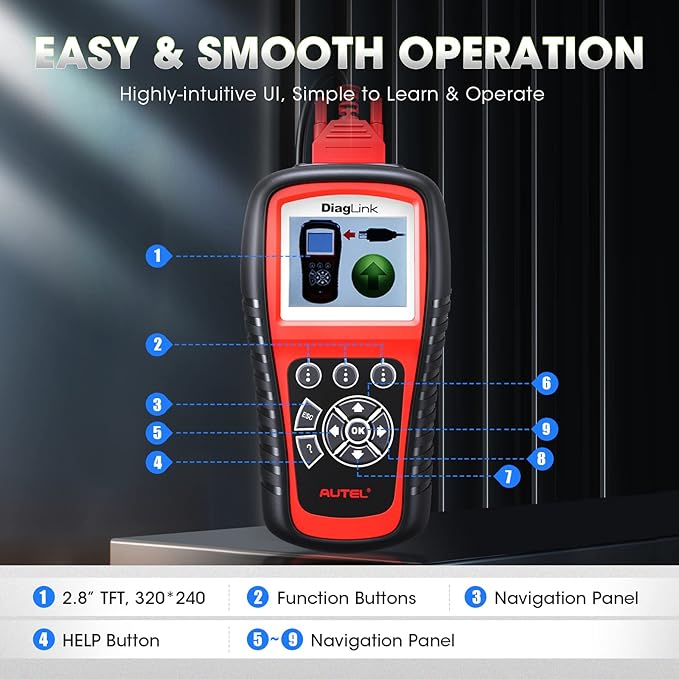 Autel OBDII OBD2 Code Reader Diaglink (DIY Version of MD802) All Systems/Modules Diagnostic for ABS, SRS, Engine, Transmission, EPB, Oil Reset