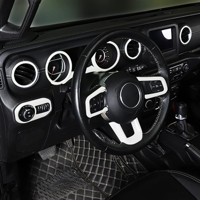 CheroCar 21PCS Full Set Interior Decoration Trim Kit for 2018-2026 Jeep Wrangler JL JLU & Gladiator JT Steering Button Frame, Air Conditioning Vent, Reading Light, Speaker (White)