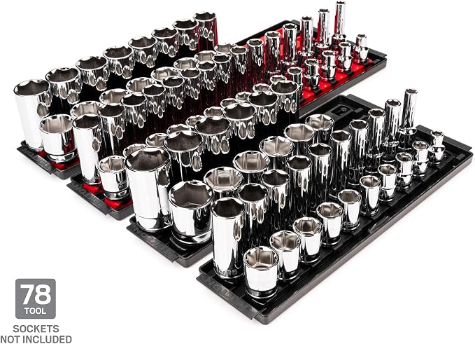 TEKTON 1/2 Inch Drive Socket Rail and Tray Set (78-Tool) | OST92901 | Made in USA