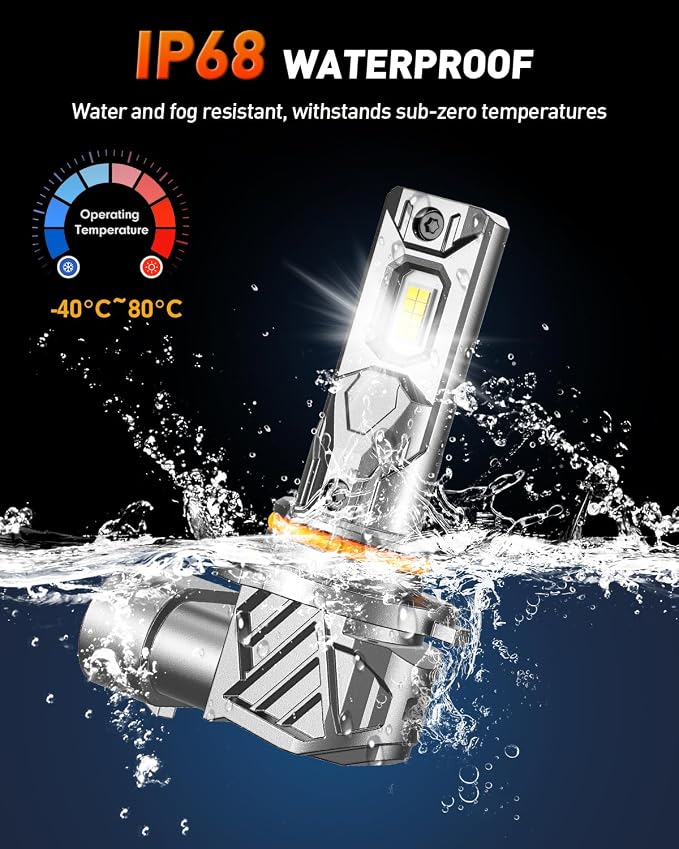 FORENNER 9005 9006 Light Bulbs Combo, Upgraded 1000% Ultra Brightness 6500K Cool White, Real 1:1 Size 9005 9006 Fog Light Bulbs, 10-Year Long Lifespan, IP68, Plug and Play, Pack of 4.