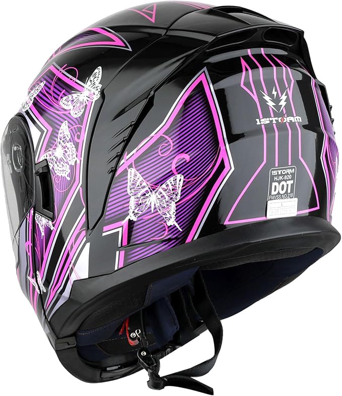 1Storm Motorcycle Street Bike Modular/Flip up Dual Visor Sun Shield Full Face Helmet HJK920