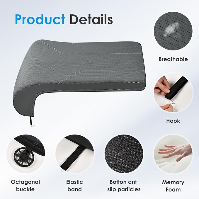 FLORICH Car Seat Extender Leg Extender Support Cushion for Driver Seats Office Chair, Leather Carseat Leg Support for Long Drivers Universal Car Seat Cushion Legs Rest Pads-Dark Grey