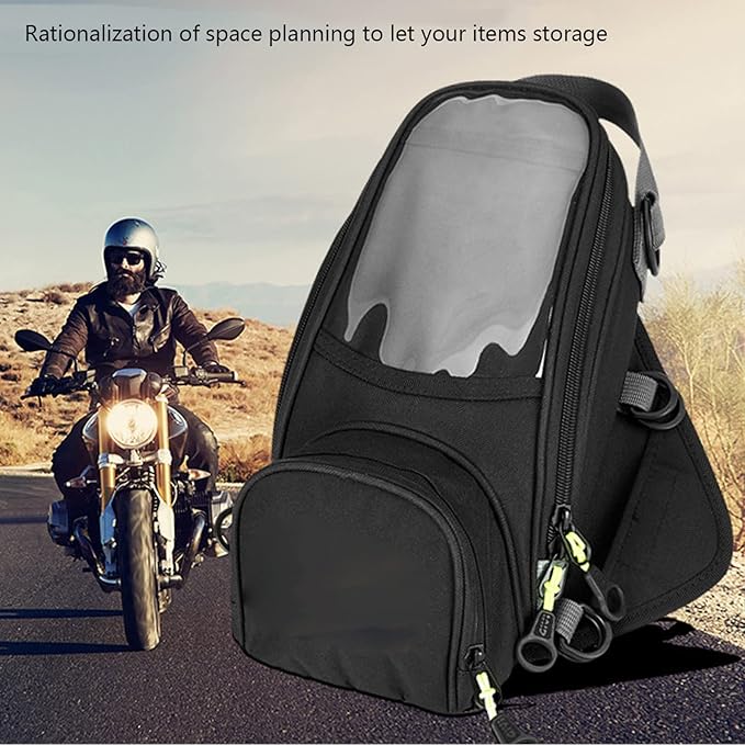 Universal Motorcycle Tank Bag with Strong Magnetic Mount 600D Oxford Fabric and Nylon Material for Cell Phone Navigation Large Capacity Storage Fit for All Motorcycles