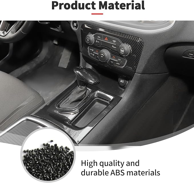 JWWY Carbon Fiber Interior Trim Kit for 2015β2026+ Dodge Charger, Dashboard Instrument Panel Gear Shift Knob Center Console AC Control Panel Cover Interior Accessories 14PCS
