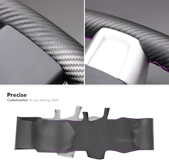 MEWANT Matte Carbon Fiber&PU Leather Steering Wheel Cover for Subaru WRX 2015-2021 / WRX STI 2015-2021 Steering Wheel Cover Accessories