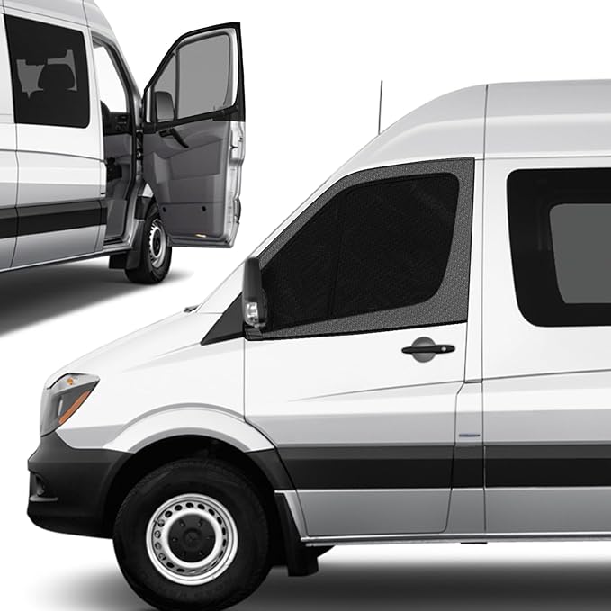Magnetic Van Window Screens, 42 x 29 inches Double Layer Front Door Bug Screens (Pair), Universal Size for Promaster, Sprinter and Other Vans & Cars, Keeps Bugs Out Magnetic Bug Mesh, Easy to Install