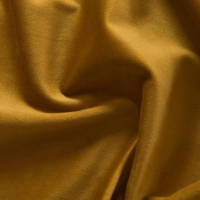Roslynwood Luxury Soft Mustard Velvet Curtains 108 inches Long Back Tab Thermal Insulated Blackout Window Drapes for Living Room/Bedroom/Dining Room, W52 x L108, 2 Panels