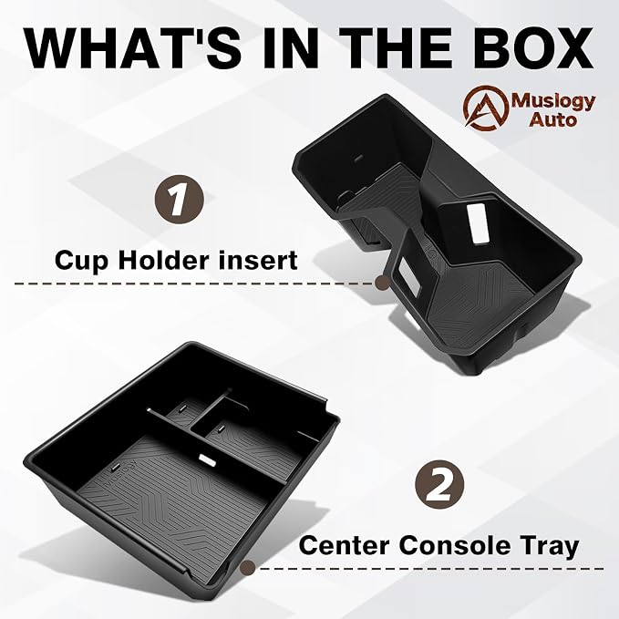 Muslogy Center Console Organizer & Cup Holder Inserts Compatible with 2025 2026 Toyota 4Runner Armrest Tray with Card Slot Divider Storage Box Non-Slip Silicone Front Drink Stoppers Rubber Cup Holder