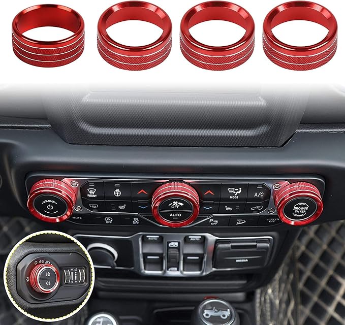 JWWY Center Consoles Gear Shift Storage Box & Air Conditioner Headlight Switch Knob Trim Set