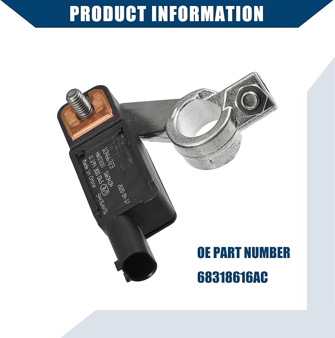 No.68318616AC / Battery Current Sensor for Chrysler Pacifica 2019-2022 for Jeep Compass 2018-2022 / Front Battery Voltage Temperature Sensor/Durable Metal / 1Pcs Black