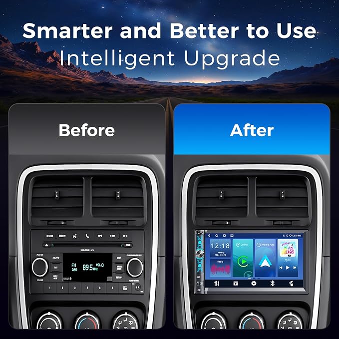 7" Double Din Car Stereo with Wireless Apple CarPlay & Android Auto, Bluetooth, 240W Output, SWC, Dual Subwoofer Support, Mirror Link, FM/AM Radio Receiver, USB-C/AUX/TF Ports,Backup Camera
