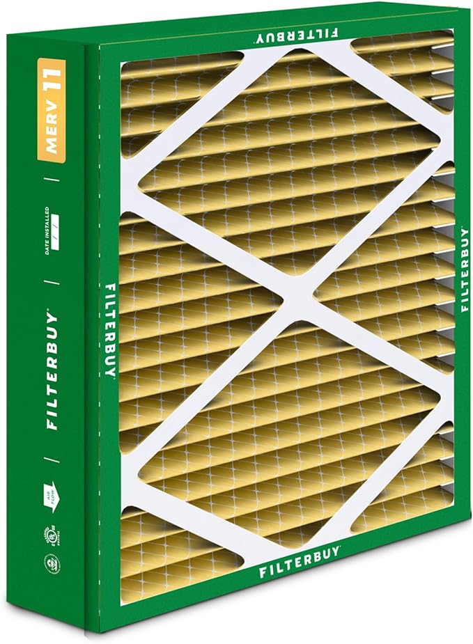Filterbuy 21x21.5x5 Air Filter MERV 11 Superior Pet & Allergy Defense (1-Pack), Pleated HVAC AC Furnace Filters for Trane Perfect Fit & American Standard (Actual Size: 20.00 x 21.09 x 4.97)