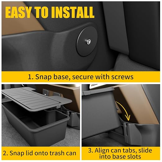 Trash Can Compatible with 2021-2025 2026 Ford F150 Trash Bin One-Touch Garbage Can Push-to-Open Trash Bin Extra Rear 2nd Row 7.4L Center Console Storage Box for 2024 F-150 Accessories