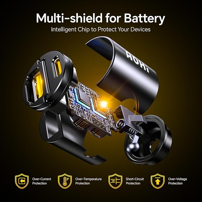 AOHI USB C Car Charger, PD 45W&QC 30W 2 Port Type-C Fast Charging Car Charger Lighter for MacBook Pro/Air, iPhone 17/16 /15Series, Galaxy S24 / S23, iPad Pro, AirPods and More