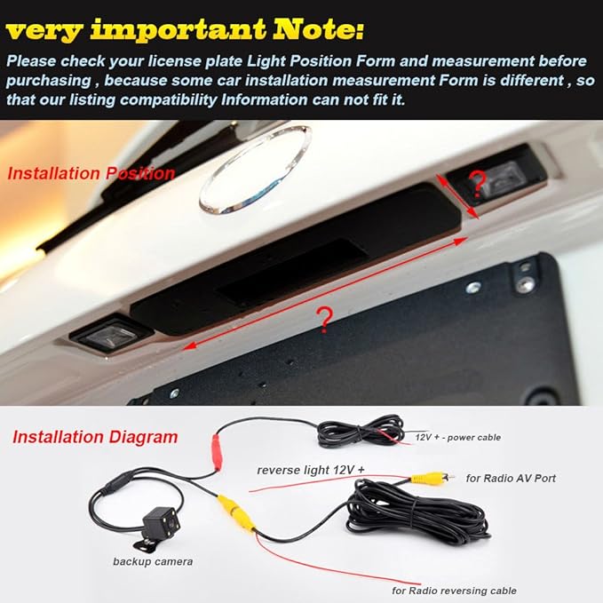 Trunk Handle Rear View Reverse Backup Camera Night Vision Parking Assistance Replacement for Mercedes Benz GLK-Class X204 GLK300 2013 (Model LS8009=175 * 52mm)