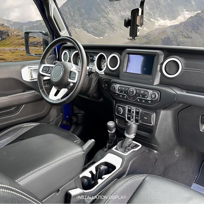 Barong for Jeep JL Steering Wheel Door Handle Air Conditioning Vent Cup Holder Reading Light Gear Cover Full Set for 2018-2023 Jeep Wrangler JLU Gladiator JT 4xe Interior Accessories White 23PCS