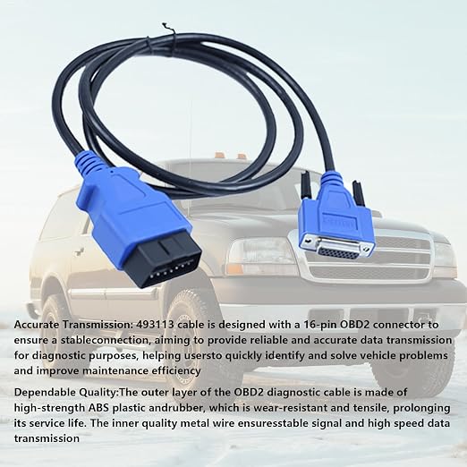 【2026 Updated】 493113 OBD2 Diagnostic Cable 16-Pin Adapter Compatible with Nexiq USB Link 2 & 3 for J1962 Vehicles - Fits Ford GM Dodge Volvo Mack Isuzu Hino and More