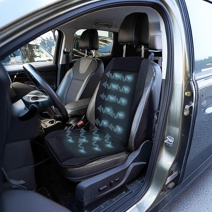 ZONETECH Black Cooling Car Seat Cushion 4-Pack 12V Automotive Adjustable Temperature Comfortable Cooling Car Seat Cover
