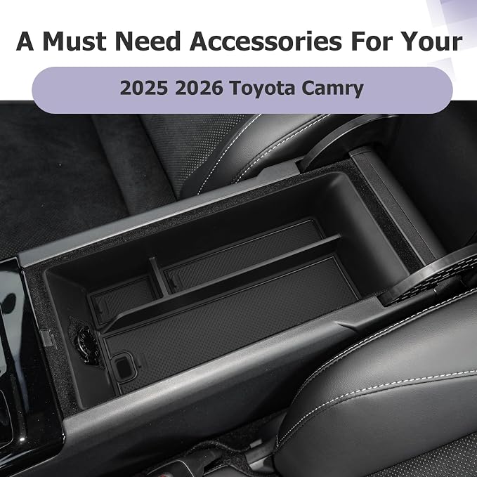 LUWU 2025 Camry Center Console Tray Compatible with 2025 2026 Toyota Camry (XSE/XLE/SE/LE) Accessories Armrest Console Organizer Storage Box for 9th Gen Camry Interior Accessories