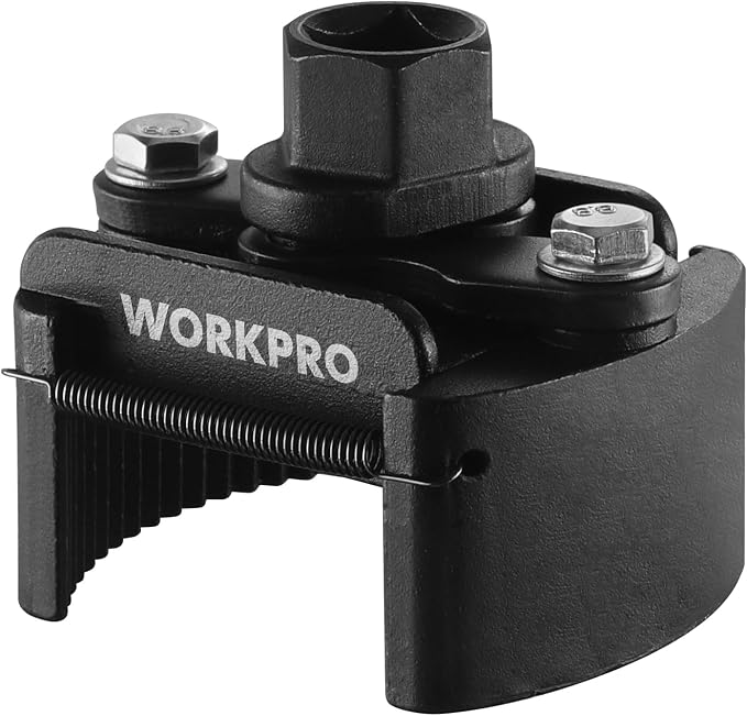 WORKPRO Universal Oil Filter Wrench (2-3/8 to 3-1/8") Adjustable with Auto-Clamp Spring, Oil Filter Removal Tool, Oil Filter Change Set, Ideal for Engine Filters, Conduit, & Fittings