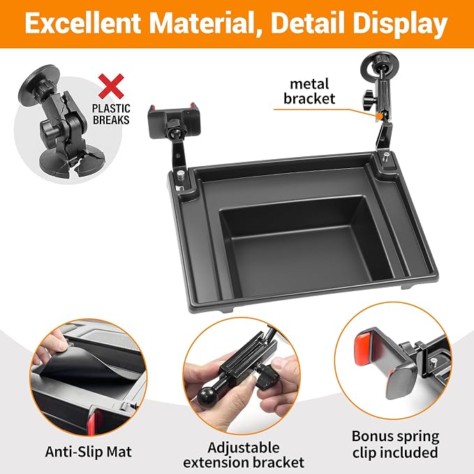 Dashboard Phone Holder Compatible with 2015-2020 Ford F150 with Speaker Center Console Organizer Dashboard Phone Multi-Mount Kit for F150 Accessories(f150 2015-2020 w/sub)