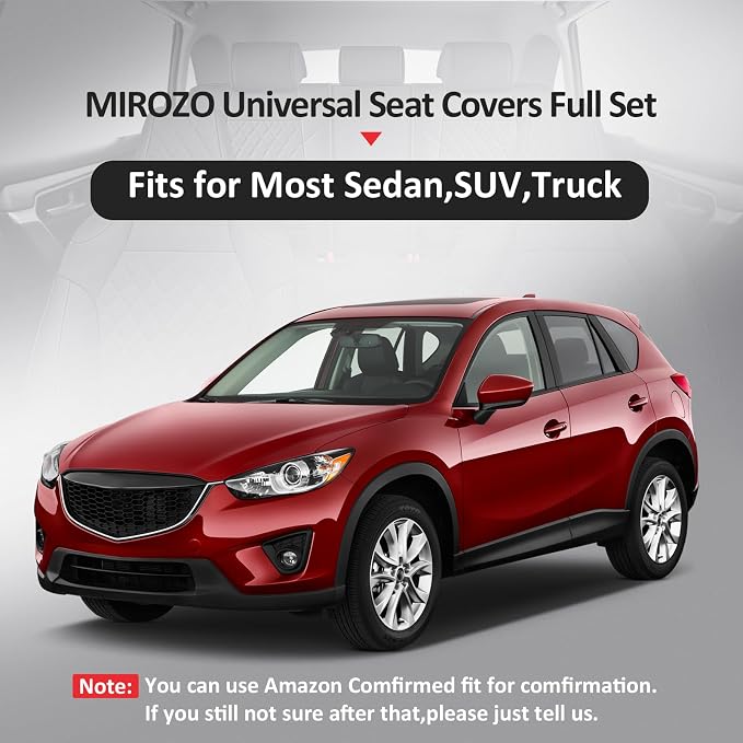 MIROZO Seat Covers Full Set,Car Seat Covers Black Car Seat Protector Waterproof Automotive Seat Covers Front and Back Fit for Most Sedan, Truck and SUV