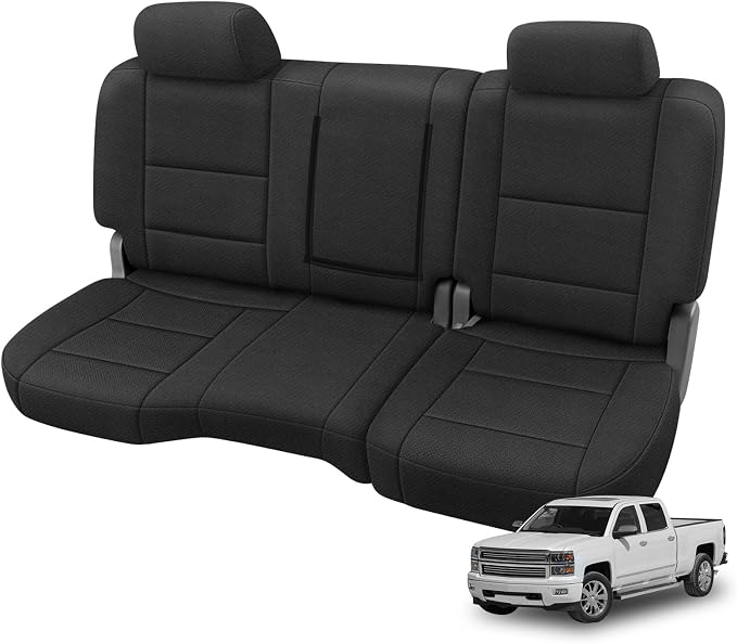 SAPUBK Rear Seat Covers Sets Replace for 2014-2018 Chevy Silverado/GMC Sierra 1500, Premium Neoprene with Composite Soft Foam Lining Breathable Seat Cover Cushion