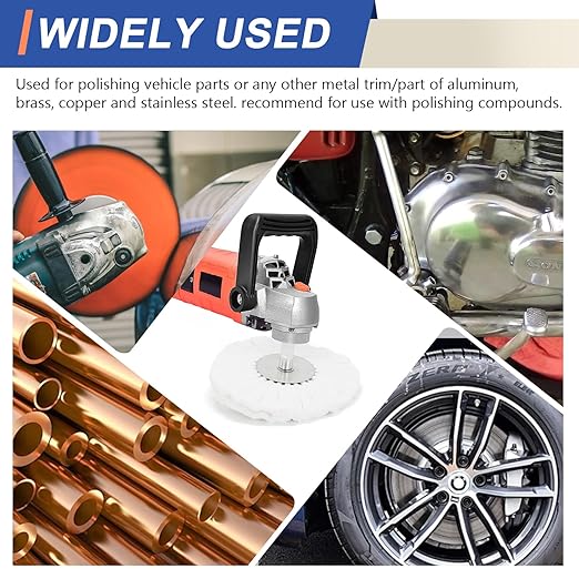 8" Soft Airway Buffing Wheel White Flannel / 5/8'' Arbor Hole/Finish Polish Step for Angle Grinder - 2 PCS