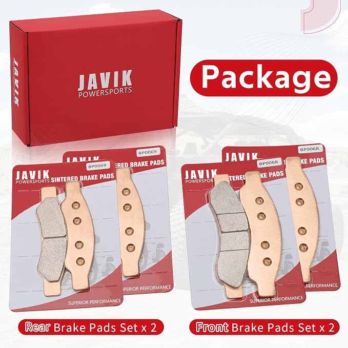 JAVIK Front & Rear Brake Pads Sintered for Can Am Maverick R 2024-2025 Maverick R MAX 2025 OEM# 703501223 703501226