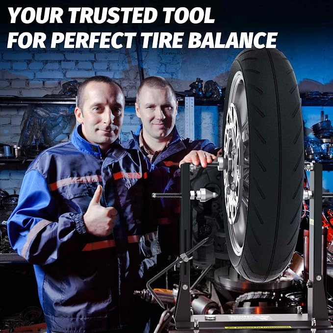 Motorcycle Wheel Balance Stand, Heavy-Duty Single-Axle Wheel Balancing Tool for Static & Dynamic Tire Alignment, Balancer for Sport and Dirt Bike Wheels (Heavy-Duty Version)
