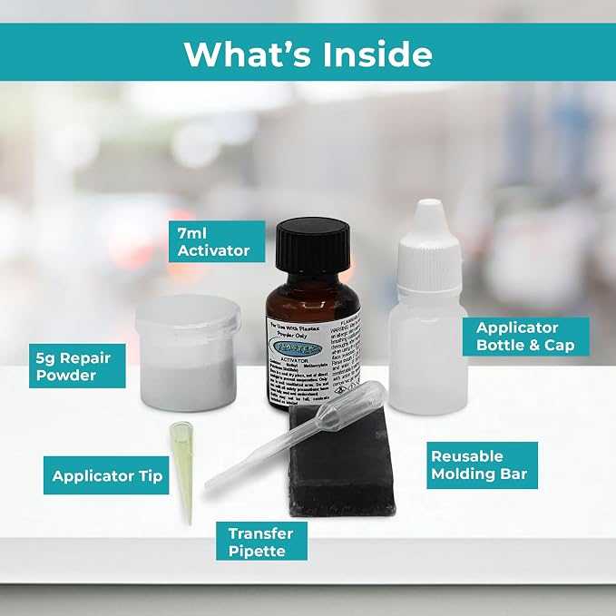 Plastex Plastic Repair Kits - Easily Glue, Repair or Remake Broken Plastic, Fiberglass, Wood & More! (Small Clear Travel Size Kit)