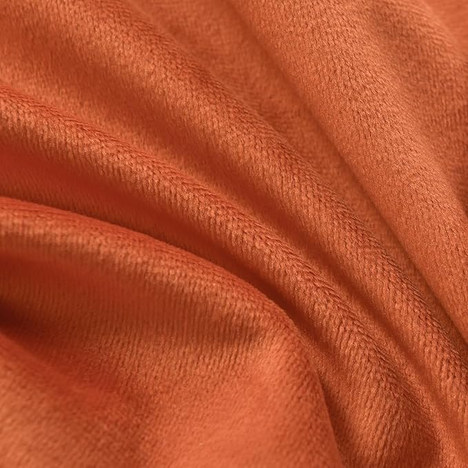 Roslynwood Luxury Soft Russet Orange Velvet Curtains 96 inches Long Back Tab Thermal Insulated Blackout Window Drapes for Living Room/Bedroom/Dining Room, W52 x L96, 2 Panels