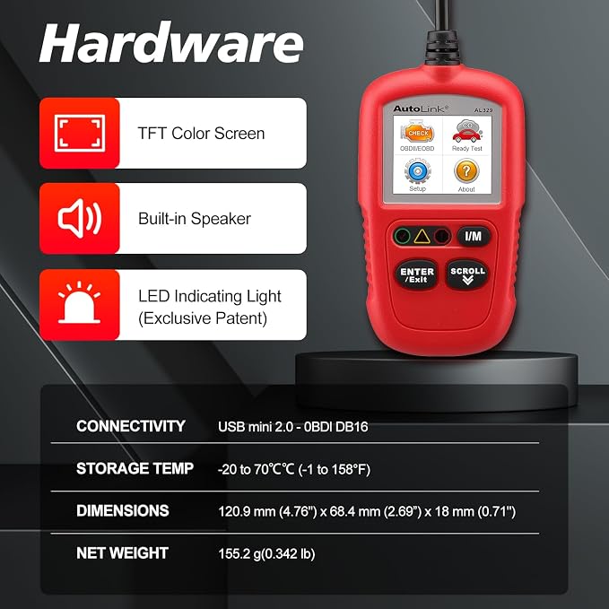 Autel OBD2 Scanner AL329, Upgraded AutoLink AL319, Auto VIN, Check-Engine-Light Code Reader, MIL Reset, One-Click I/M Readiness, CAN Car Diagnostic Scan Tool, for All OBD II Vehicles After 1996