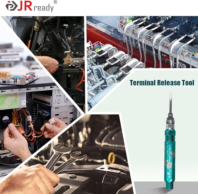 JRready ST5255 Pin Extractor Tool,Terminal Removal Tool Includes 8 Pcs Replacement Tips,Suitable for AMP/Delphi/Molex/Bosch Connector Etc.,Automotive/Computer Repair Terminal Release Tool Kit
