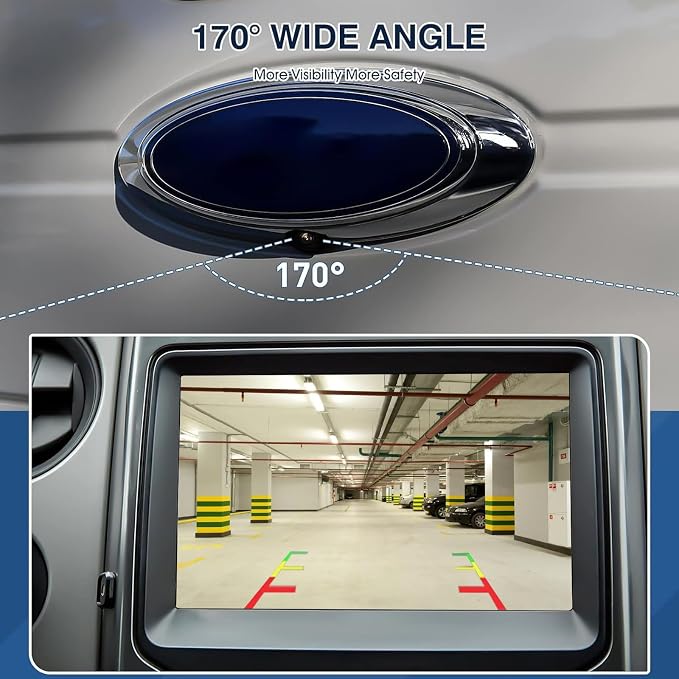 Tailgate Emblem Backup Camera Rear View Back Up Camera Kit Compatible with F-150 2011-2014 Reversing Parking Assist Camera Repalcement Kit AL3Z-19H511-A,BL3Z-19G490-B
